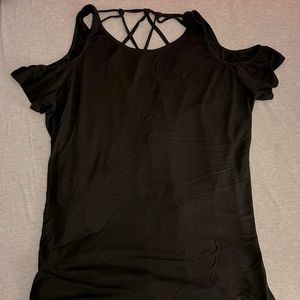 Wrap Cage Wrap Cold Shoulder Top